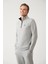 Erkek Gri Dik Yaka Fermuarlı 3 İplik Şardonlu Regular Fit Sweatshirt E001020 1