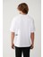 Erkek Beyaz %100 Pamuk Bisiklet Yaka Baskılı Oversize Fit T-Shirt A41Y1038 4