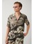Erkek Gri %100 Viskon Apaj Yaka Viskon Tema Desenli Kısa Kollu Oversize Fit Gömlek A41Y2218 3