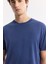 Erkek İndigo Bisiklet Yaka Bi-Stretch Soft Touch Basic Regular Fit T-Shirt B001031 2