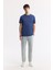 Erkek İndigo Bisiklet Yaka Bi-Stretch Soft Touch Basic Regular Fit T-Shirt B001031 5