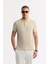 Erkek Bej Kıvrılmaz Polo Yaka %100 Pamuk Basic Regular Fit T-Shirt B001032 1