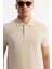 Erkek Bej Kıvrılmaz Polo Yaka %100 Pamuk Basic Regular Fit T-Shirt B001032 2
