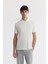 Erkek Beyaz Polo Yaka Jakarlı Elastan Regular Fit T-Shirt A51Y1059 1