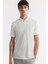 Erkek Beyaz Polo Yaka Jakarlı Elastan Regular Fit T-Shirt A51Y1059 5