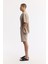 Erkek Bej Beli Lastikli Bağcıklı Soft Touch Relaxed Fit Şort A51Y3703 2