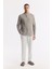 Erkek Gri Hakim Yaka %100 Keten Comfort Fit Gömlek B002035 5