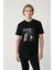 Erkek Siyah Bisiklet Yaka Baskılı Interlok Regular Fit T-shirt A41y1008 1