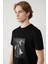 Erkek Siyah Bisiklet Yaka Baskılı Interlok Regular Fit T-shirt A41y1008 2