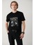 Erkek Siyah Bisiklet Yaka Baskılı Interlok Regular Fit T-shirt A41y1008 3