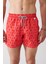 Erkek Kırmızı Geometrik Baskılı Deniz Şortu A31Y3817 4