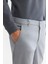 Erkek Gri Yanı Lastikli Yumuşak Tuşeli Duble Paça Slim Fit Pantolon A42Y3007 4