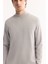 Erkek Gri Yarım Balıkçi Yaka Basic Düz Rayon Kazak B005151 2