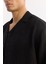 Erkek Siyah Apaj Yaka %100 Keten Kısa Kol Oversize Fit Gömlek A51Y2209 2