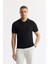 Erkek Siyah Polo Yaka Viskon Karışımlı Basic Triko Regular Fit T-Shirt B005120 1