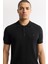 Erkek Siyah Polo Yaka Viskon Karışımlı Basic Triko Regular Fit T-Shirt B005120 2