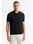 Erkek Siyah Polo Yaka Viskon Karışımlı Basic Triko Regular Fit T-Shirt B005120 6