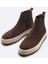 Erkek Kahverengi %100 Süet Esnek Taban Hafif Chelsea Bot B008009 2