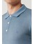 Erkek İndigo 3 Düğmeli Polo Yaka Triko Regular Fit T-Shirt A41Y5068 2