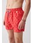 Erkek Kırmızı Geometrik Baskılı Deniz Şortu A31Y3817 5