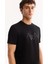 Erkek Siyah Bisiklet Yaka Viskon Karışımlı Bi-Stretch Baskılı Regular Fit T-Shirt A52Y1016 7