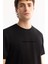 Erkek Siyah Bisiklet Yaka Viskon Karışımlı Bi-Stretch Baskılı Regular Fit T-Shirt A52Y1014 6