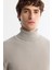 Erkek Gri Tam Balıkçı Yaka Yün Karışımlı Jakarlı Triko Regular Fit Kazak A42Y5074 2