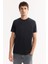 Erkek Siyah Bisiklet Yaka Soft Touch Bi-Stretch Baskılı Regular Fit T-Shirt A52Y1022 8