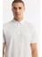 Erkek Beyaz Kıvrılmaz Polo Yaka Teknik Kumaş Regular Fit T-Shirt A51Y1155 2