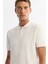 Erkek Ekru Polo Yaka Fermuarlı Rayon Triko Regular Fit T-Shirt A42Y5128 2