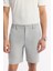 Erkek Açık Gri Yanı Lastikli Gofreli Bi-Stretch Slim Fit Chino Şort A51Y3730 4