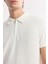 Erkek Beyaz Polo Yaka Dokulu Jakarlı Regular Fit T-Shirt A51Y1019 2
