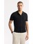 Erkek Siyah Polo Yaka Düğmeli Fitilli Rayon Triko Regular Fit T-Shirt A51Y5001 6