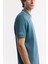 Erkek Petrol Mavi Polo Yaka Bi-Stretch Baskılı İnterlok Regular Fit T-Shirt A51Y1007 5