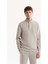Erkek Gri Dik Yaka Fermuarlı Pamuklu Bi-Stretch Regular Fit Sweatshirt A52Y1282 1