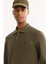 Erkek Haki Polo Yaka Pamuklu Basic Slim Fit Sweatshirt B001080 2