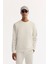 Erkek Ekru Bisiklet Yaka Pamuklu Bi-Stretch Regular Fit Sweatshirt A52Y1272 1
