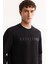 Erkek Siyah Bisiklet Yaka Pamuklu Baskılı Regular Fit Sweatshirt A52Y1301 2