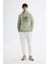 Erkek Mint Yeşil Kapüşonlu Pamuklu Baskılı Elastan Regular Fit Sweatshirt A42Y1321 5