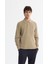 Erkek Vizon Polo Yaka Pamuklu Basic Slim Fit Sweatshirt B001080 1