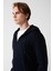 Erkek Lacivert Kapüşonlu 3 İplik Şardonlu Fermuarlı Regular Fit Sweatshirt E001019 2