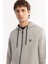 Erkek Gri Kapüşonlu 3 İplik Şardonlu Fermuarlı Regular Fit Sweatshirt E001019 2