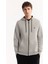Erkek Gri Kapüşonlu 3 İplik Şardonlu Fermuarlı Regular Fit Sweatshirt E001019 5