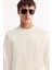 Erkek Ekru Bisiklet Yaka Pamuklu Bi-Stretch Baskılı Regular Fit Sweatshirt A52Y1325 7