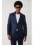 Erkek Lacivert Keten Karışımlı Hafif Astarsız Esnek Comfort Slim Fit Ceket A41Y4006 1