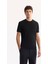 Erkek Siyah Bisiklet Yaka Rayon Tüylenmeyen Çizgili Triko Regular Fit T-Shirt A52Y5005 1