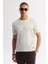 Erkek Ekru Bisiklet Yaka Pamuklu Triko Regular Fit T-Shirt A51Y5012 1