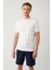 Erkek Ekru Bisiklet Yaka Rayon Çizgili Triko Regular Fit T-Shirt A41Y5031 4