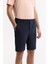 Erkek Lacivert Yanı Lastikli Gofreli Bi-Stretch Slim Fit Chino Şort A51Y3730 4