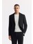 Erkek Siyah Mono Yaka Viskon Karışımlı Hafif Bi-Stretch Blazer Comfort Slim Fit Ceket A51Y4011 1